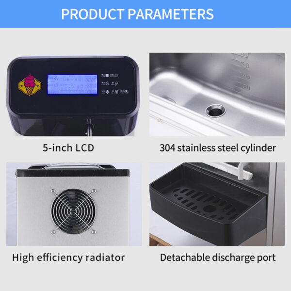 单头冰淇淋机18-21升/小时台式软冰淇淋带显示屏商用咖啡厅小型商业 - Image 4
