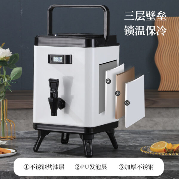 大容量方形奶茶桶不锈钢保冷摆摊奶茶店保温桶热水奶茶开水豆浆桶 - Imagen 2