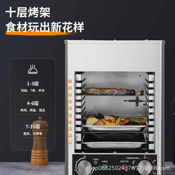 商用超高温牛扒炉电烤800°牛排机无烟可控温可定时不锈钢牛扒机 - 图片 3